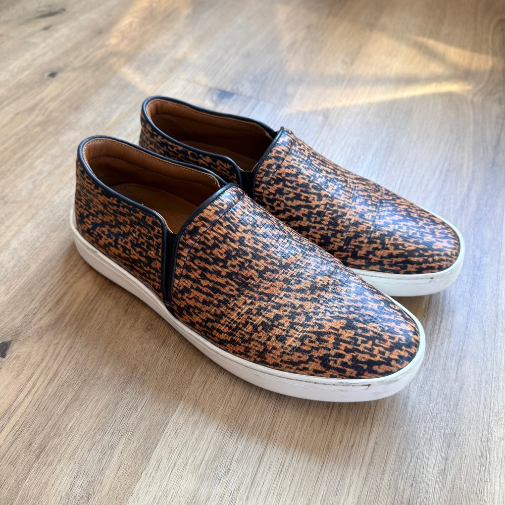 Rag & Bone Kent Animal Print Leather Slip On Sneakers Brown Black Size 38/8